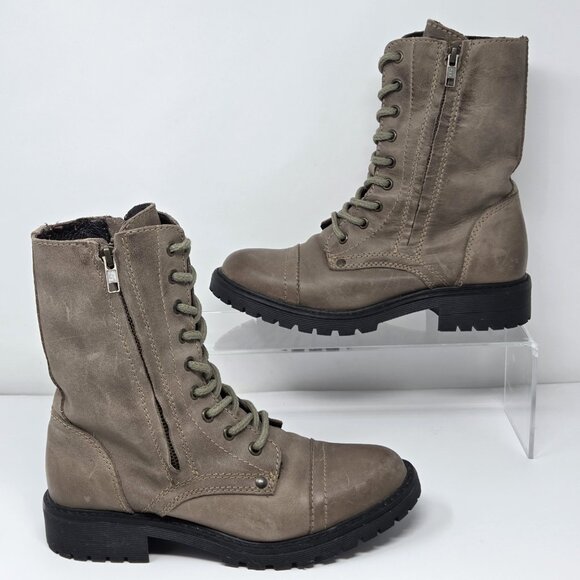 Zigi  Womens 8 Combat Boots Leather 90s Y2K Grunge Lace Military Soho Rosaline - Picture 1 of 8